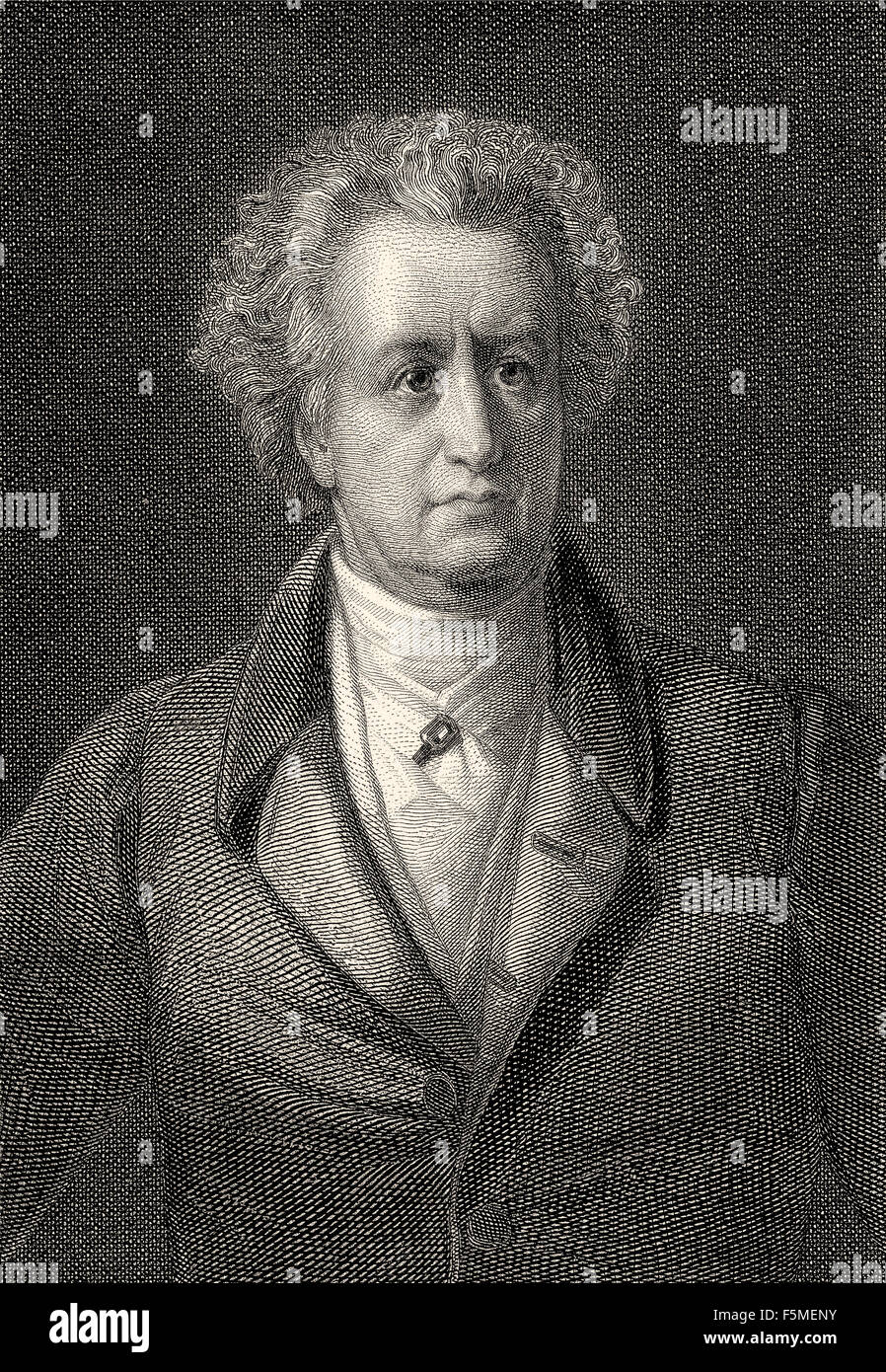 Gravure sur acier, Friedrich Pecht, Johann Wolfgang von Goethe, 1749 - 1832, Banque D'Images