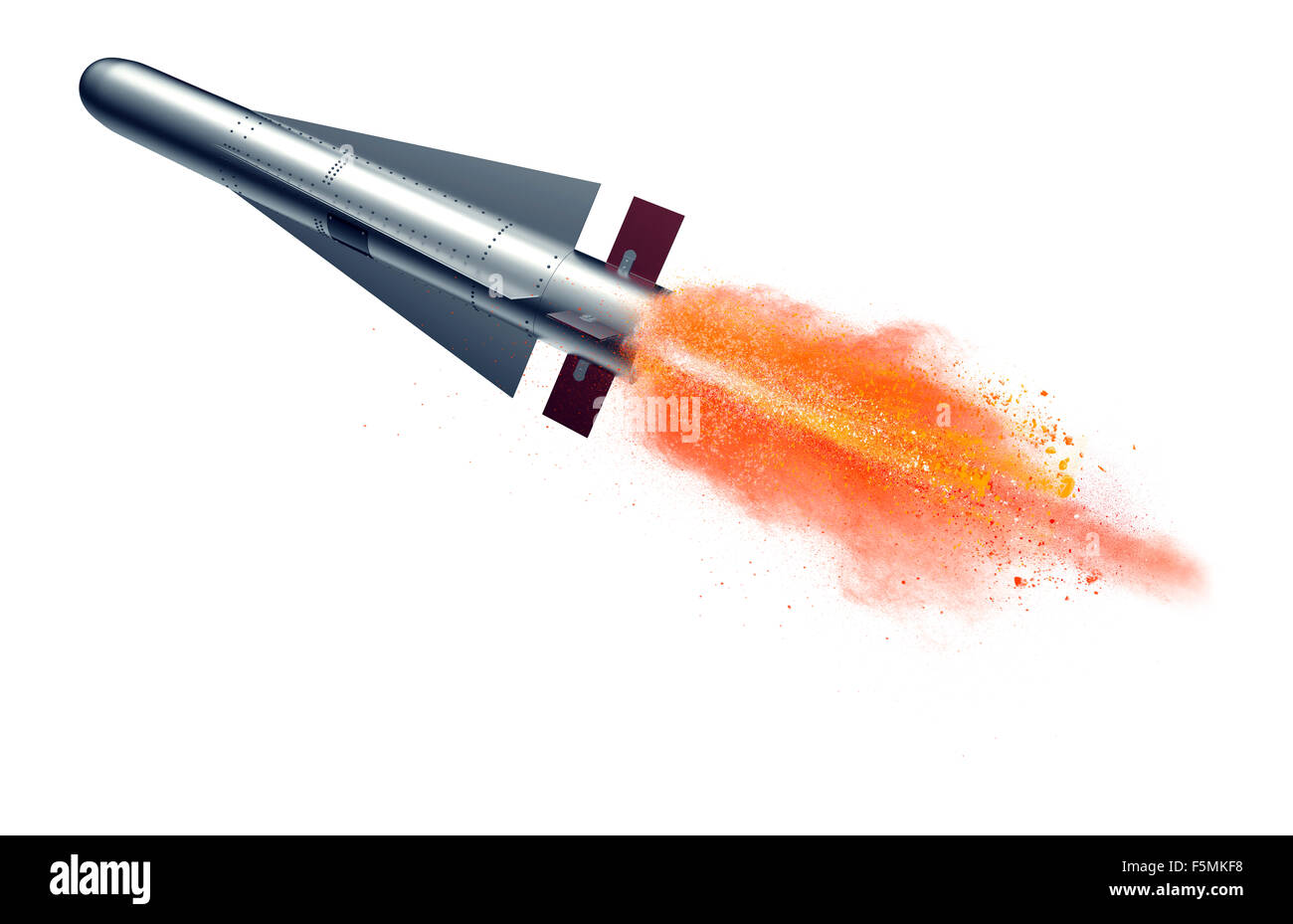 Vol de missiles avec le feu rapide ces delicous. Banque D'Images