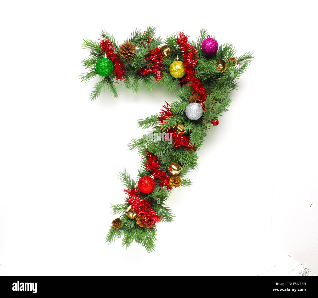 Collection d'arbre de Noël décoré des lettres et des chiffres Banque D'Images