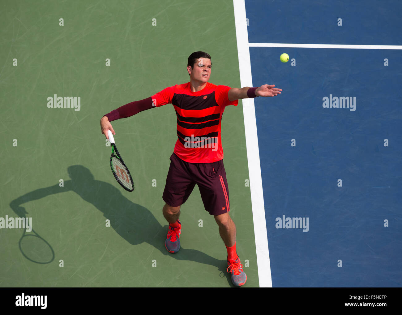 Milos Raonic (CAN) à l'US Open de Flushing Meadows 2015 ,l'USTA Billie Jean King National Tennis Center, New York, USA, Banque D'Images