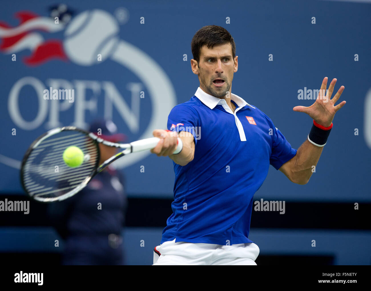 Novak Djokovic (SRB) à l'US Open de Flushing Meadows 2015 ,l'USTA Billie Jean King National Tennis Center, New York, USA, Banque D'Images