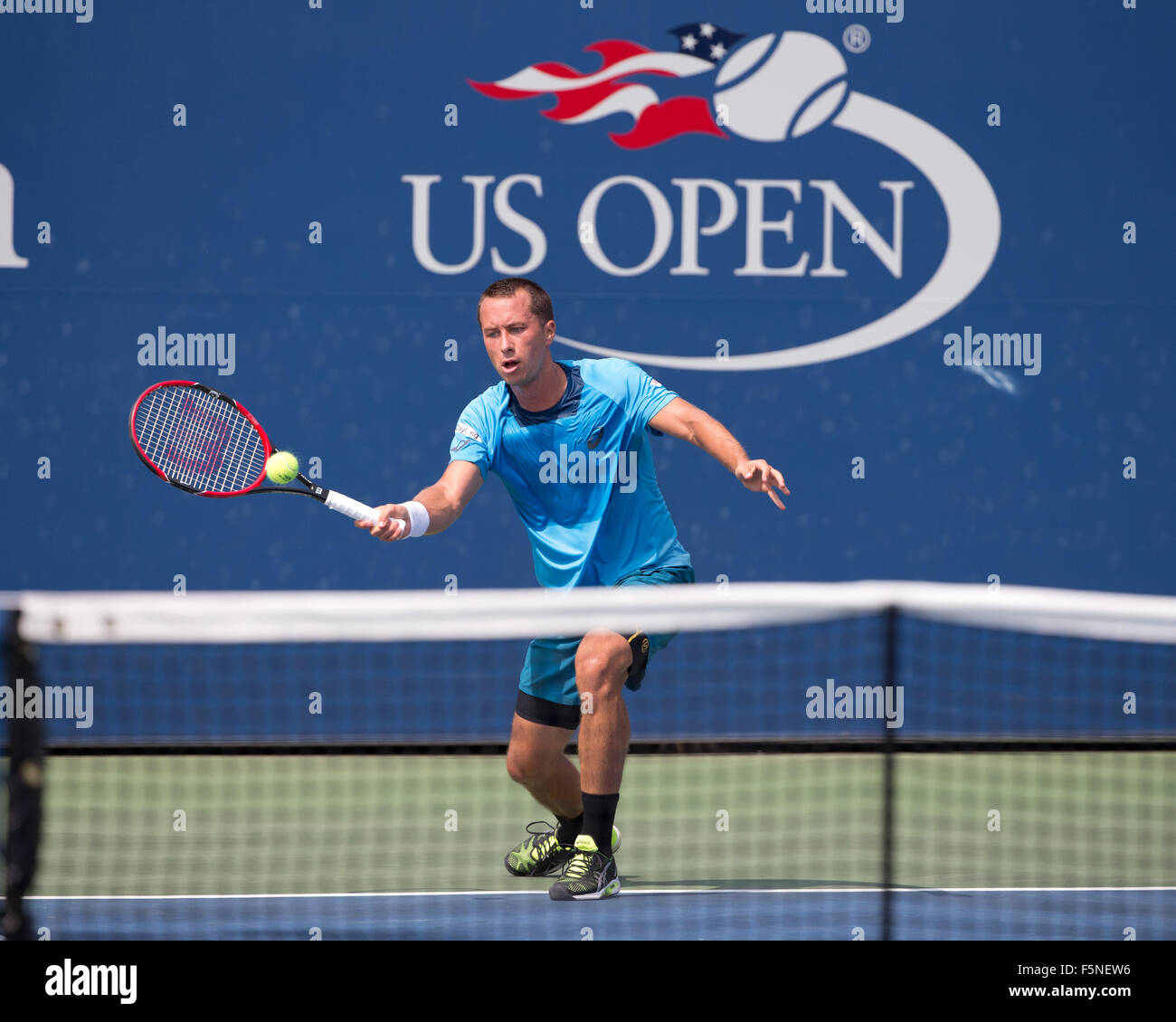 De Commentaires (GER) 2015 à l'US Open de Flushing Meadows, l'USTA Billie Jean King National Tennis Center, New York, USA, Banque D'Images