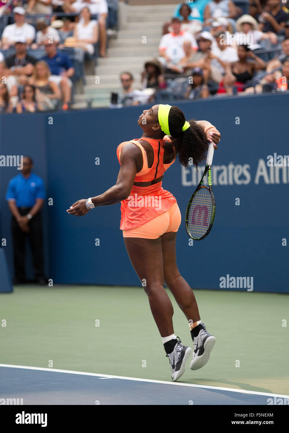 Serena Williams (USA) à l'US Open 2015, l'USTA Billie Jean King National Tennis Center, New York, Banque D'Images