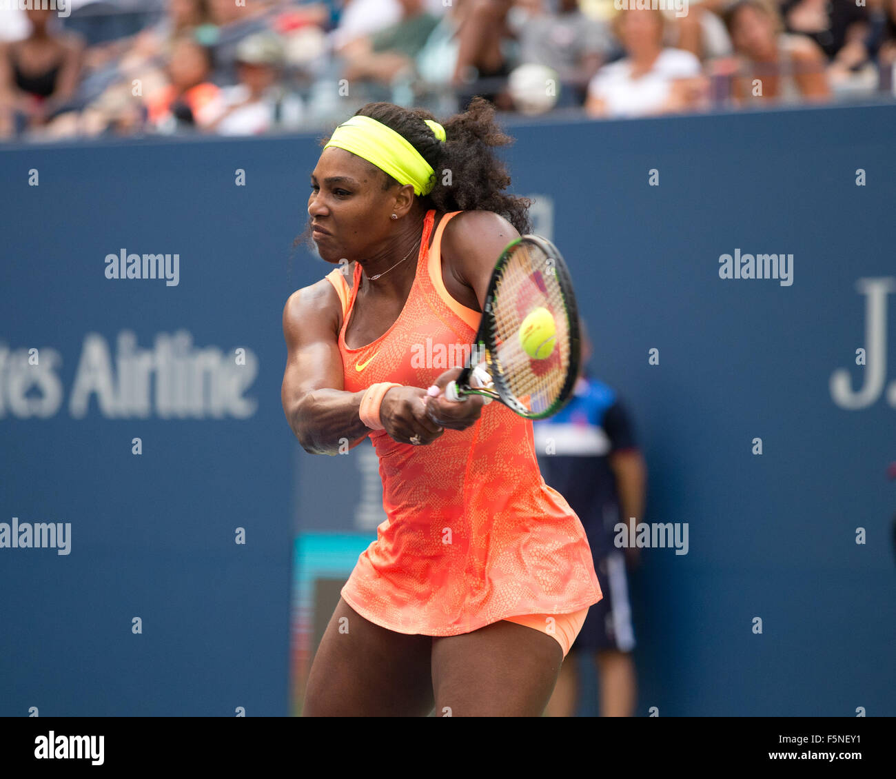 Serena Williams (USA) à l'US Open 2015, l'USTA Billie Jean National Tennis Center, New York, Banque D'Images