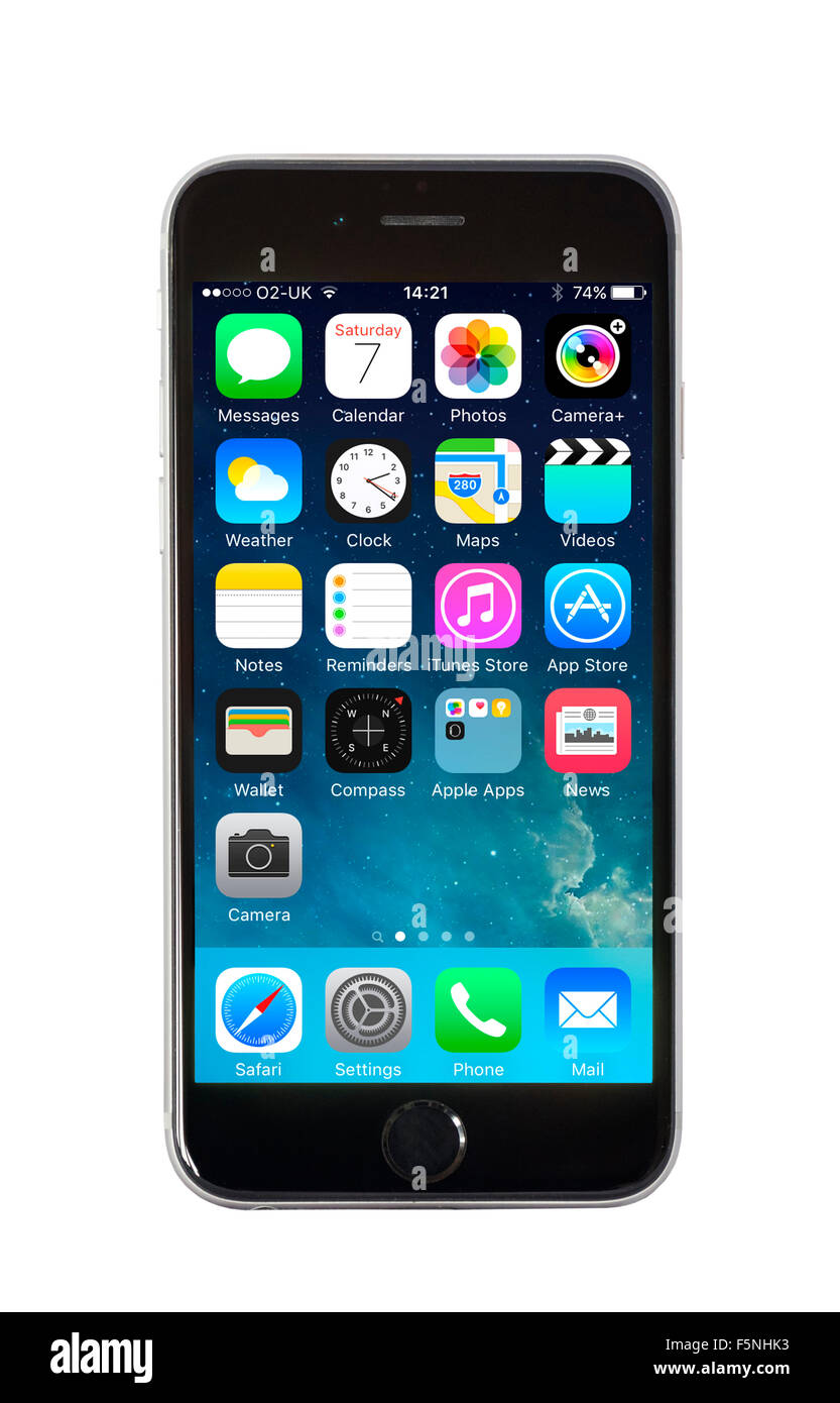 Sur l'écran d'accueil iPhone 6 Apple Banque D'Images