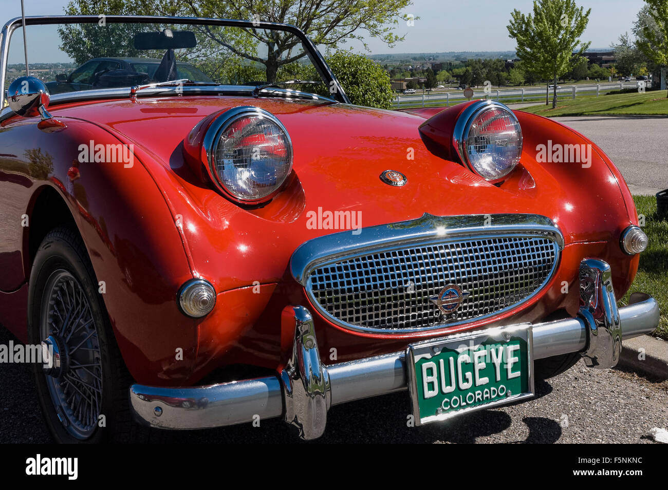 1961 Austin Healey Sprite Bugeye Ranch Country Club, parc de stationnement, Westminster, Colorado. Banque D'Images
