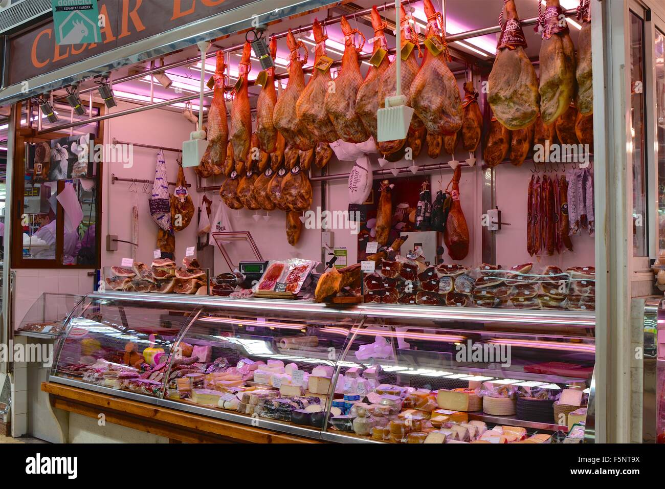 Construction du marché central de Valence, Espagne. Traiteur Banque D'Images