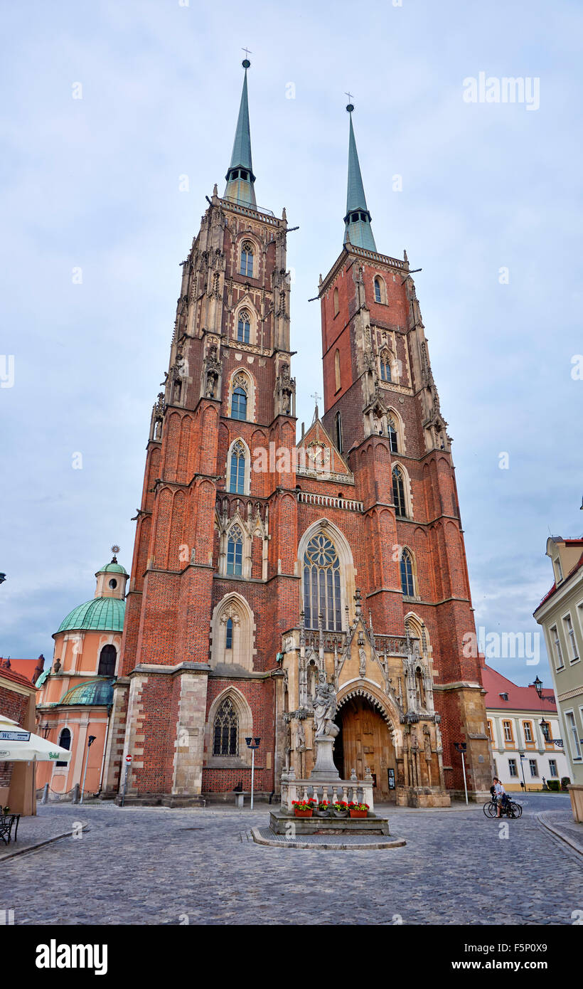Cathédrale de Saint Jean Baptiste ou Cathédrale de Wroclaw, l'île de la cathédrale ou Ostrow Tumski, la Pologne, l'Europe Banque D'Images
