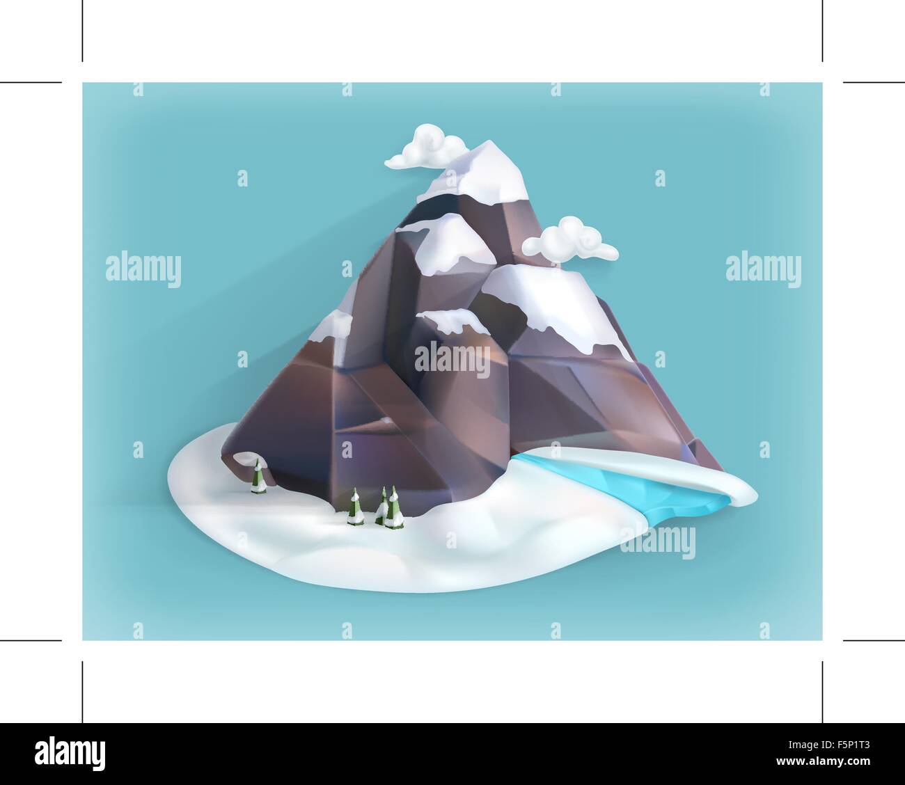 L'hiver la montagne, faible icône vecteur style poly Illustration de Vecteur