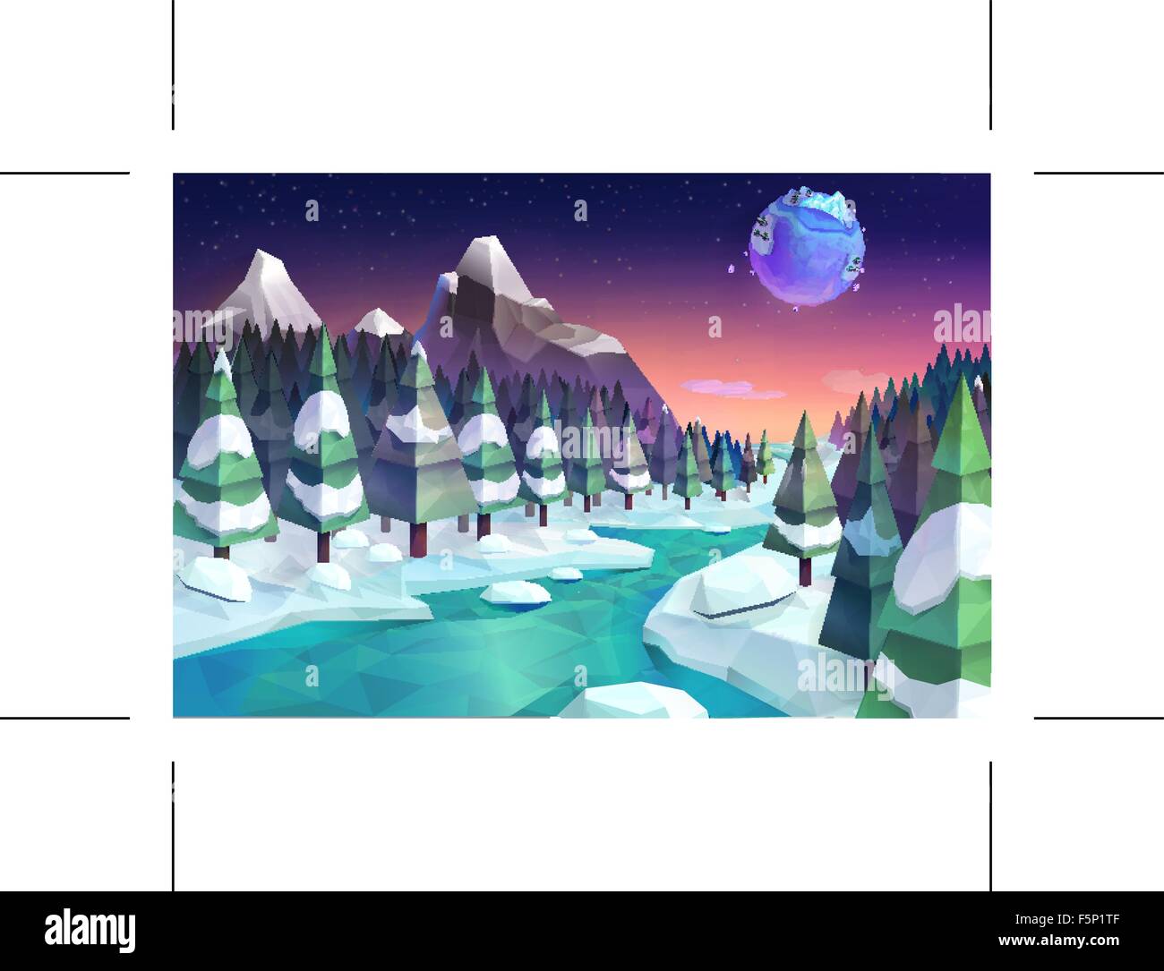 Forêt d'hiver, vector background style low poly Illustration de Vecteur