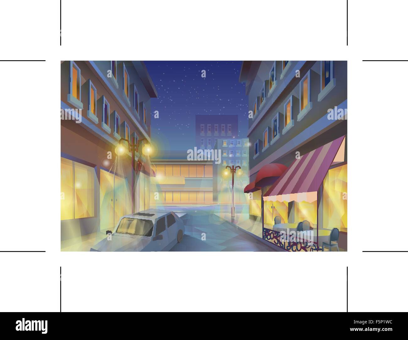 Night City et cafe Illustration de Vecteur Night City et cafe Illustration de Vecteur