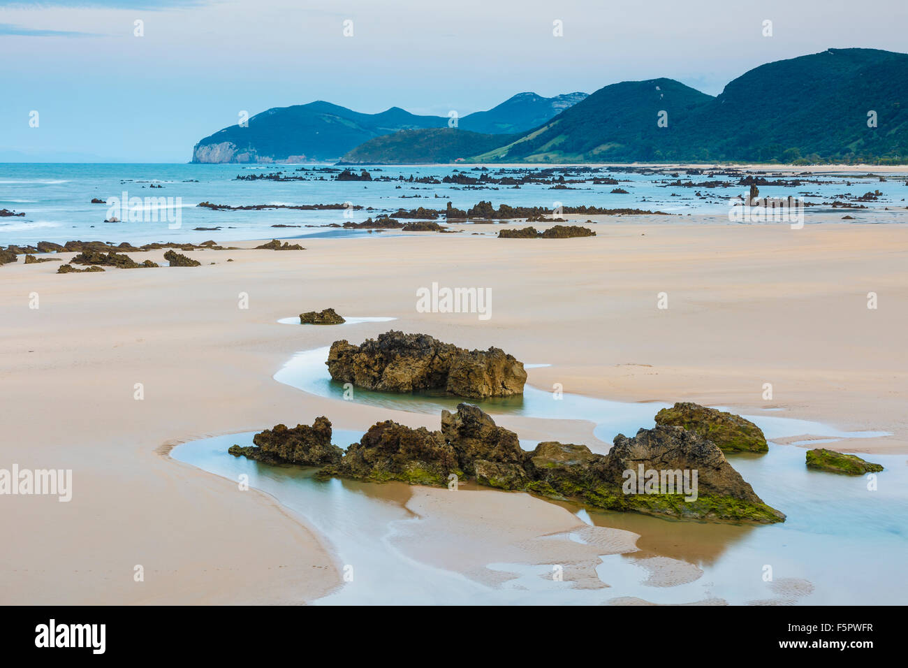 Trengandin beach. Noja, Cantabria, Espagne, Europe. Banque D'Images