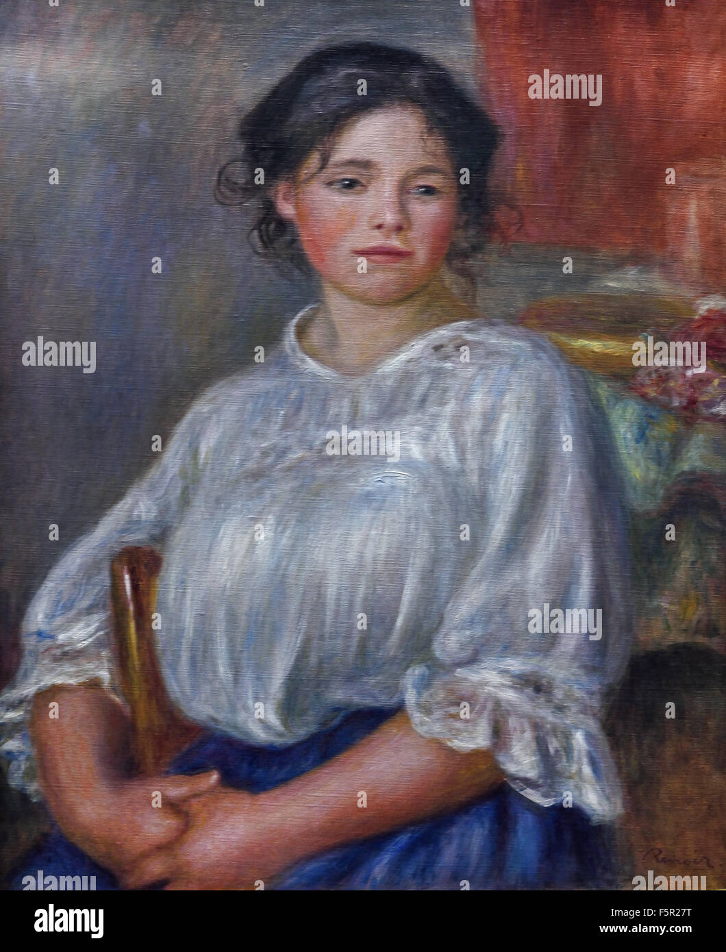 Jeune fille assise - fille assise 1909 Pierre Auguste Renoir 1841-1919 impressionniste français France Banque D'Images