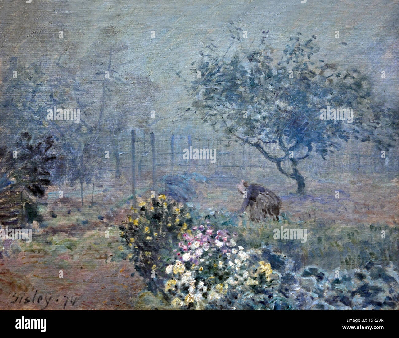 Le brouillard, voisins - Le Brouillard, Voisins1874 Alfred Sisley 1839-1899 Français France Banque D'Images
