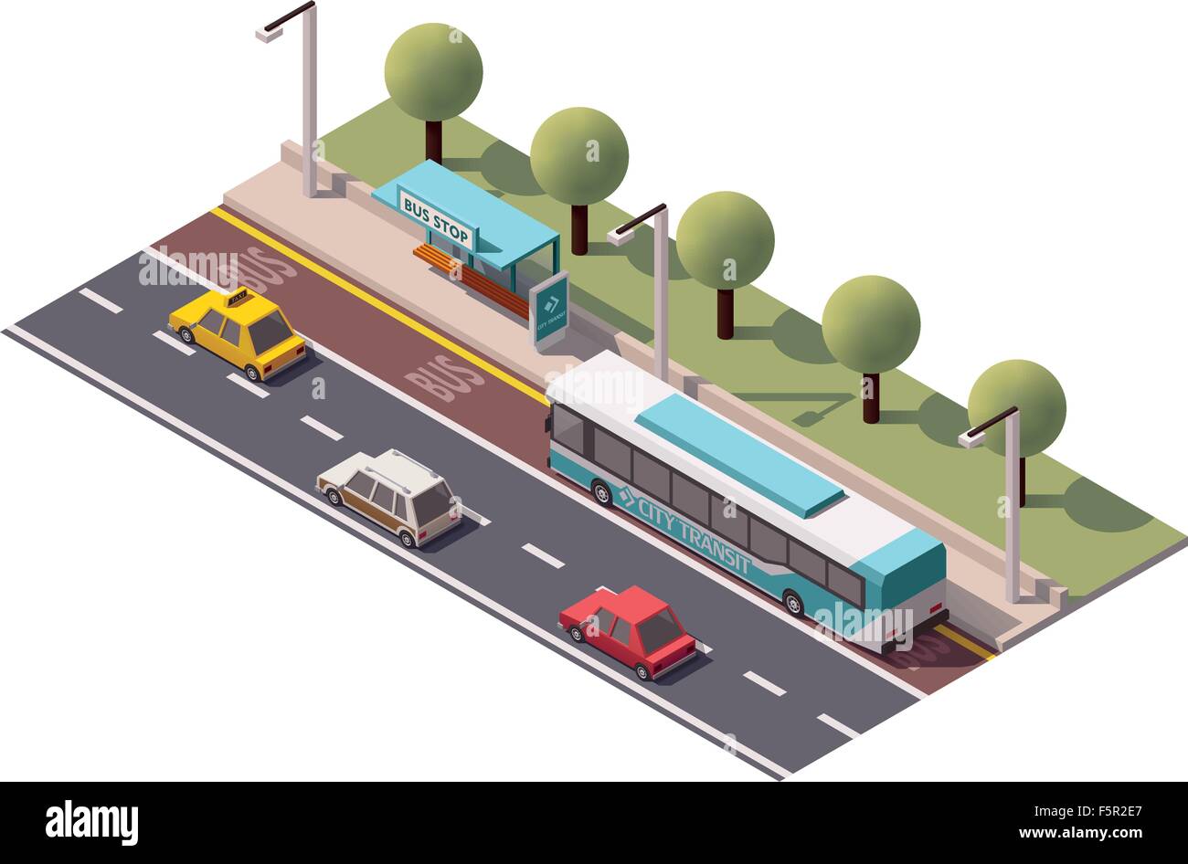 Arrêt de bus isométrique vectoriel Illustration de Vecteur