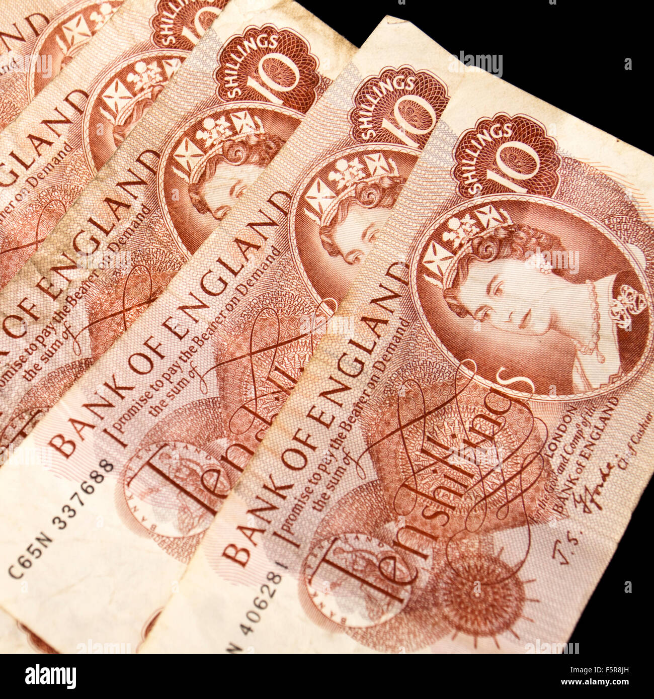 Vintage (1967-1970) La période de 10 shillings billets émis par la Banque d'Angleterre (J.S. Fforde, Caissier principal) Banque D'Images