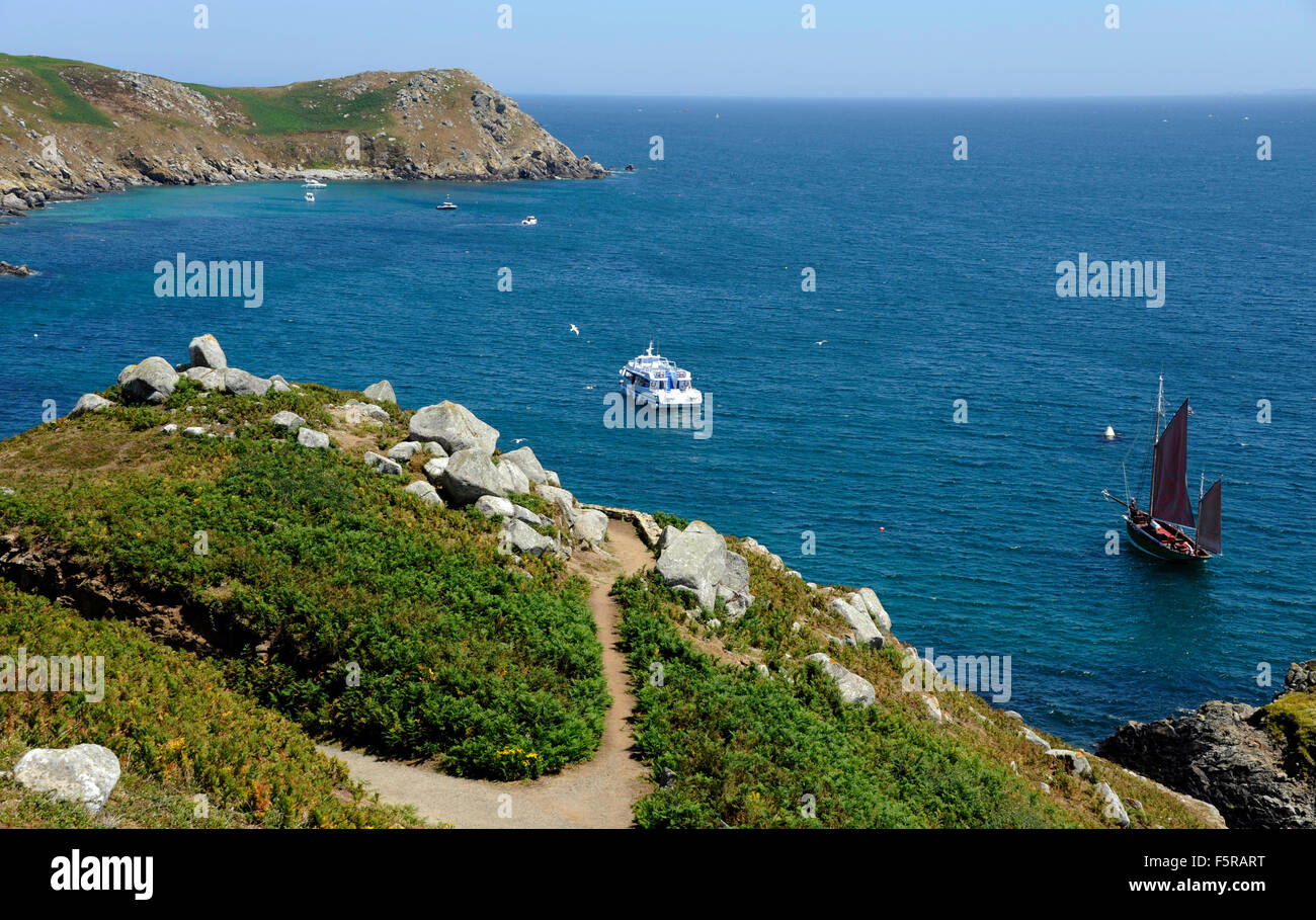 Ile Bono vue depuis l'île aux Moines, l'archipel de Sept-Îles, Perros-Guirec, Côtes-d'Armor,Bretagne,Bretagne,France Banque D'Images