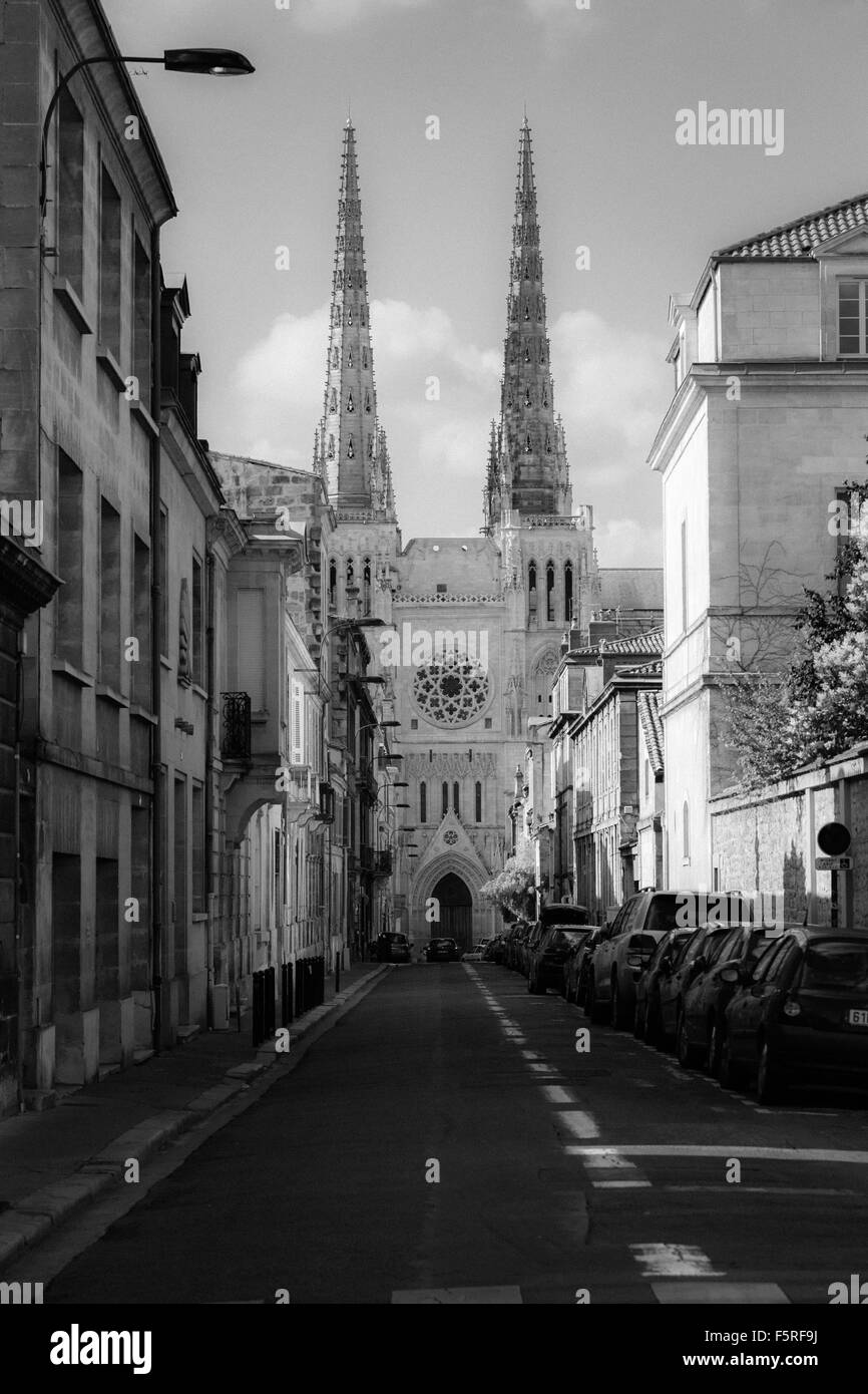 La cathédrale catholique de Saint-André, Bordaux, l'architecture historique à la fin de la rue de Bordeaux, France Banque D'Images