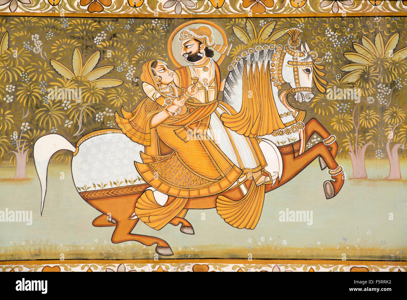 Roi consort avec équitation sur cheval, fort mehrangarh, Jodhpur, Rajasthan, Inde, Asie Banque D'Images
