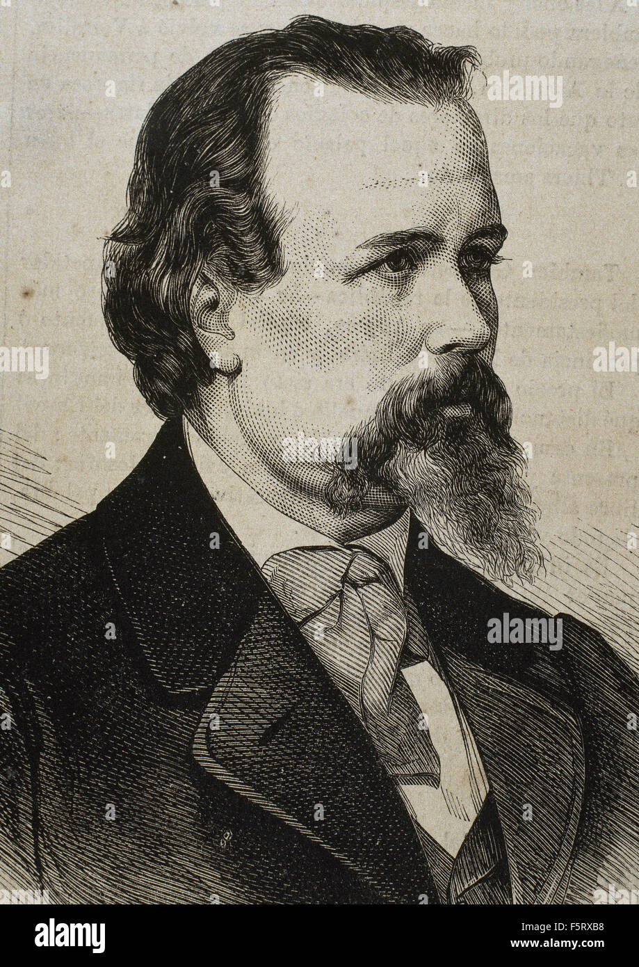 Vicente Palmaroli Gonzalez (1834-1896). Peintre espagnol. Portrait. La gravure. 19e siècle. Banque D'Images