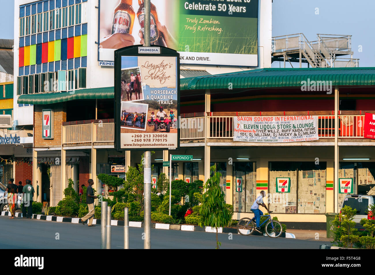 Centre Ville, Mosi-Oa-Tunya Road, Livingstone, Zambie Banque D'Images