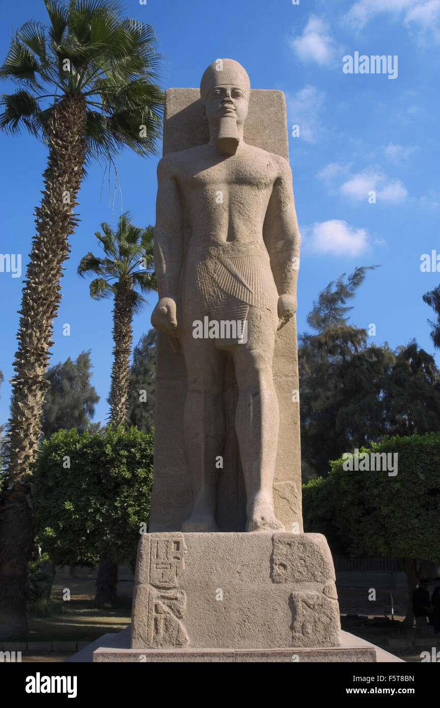 L'art égyptien Statue de Pharaon Ramsès II (1290-1224 av.h). Nouvel Empire. 19e dynastie. Mit Rahina Open Air Museum. Memphis. L'Égypte. Banque D'Images