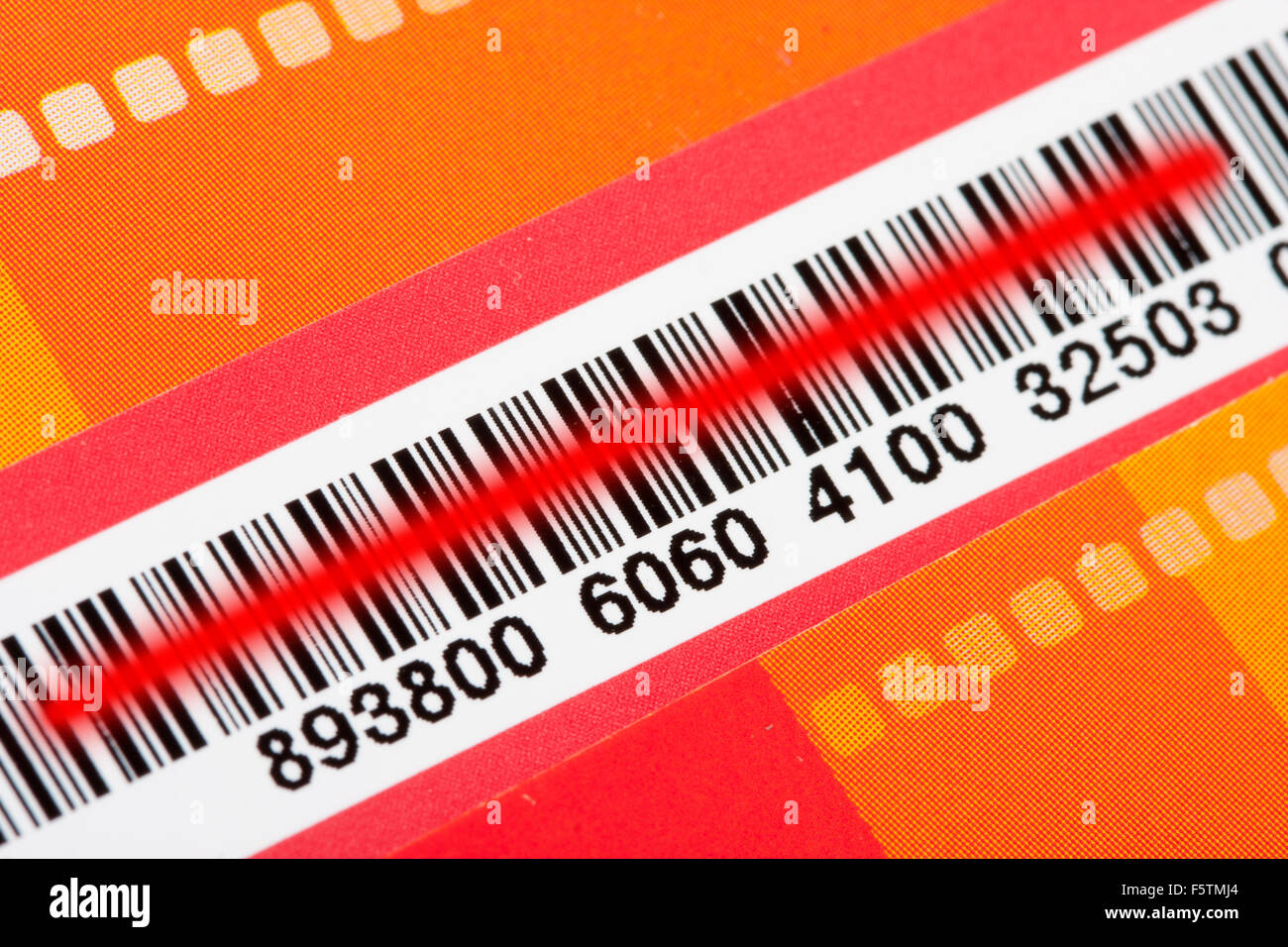 Close-up of red code barre laser scanner Banque D'Images