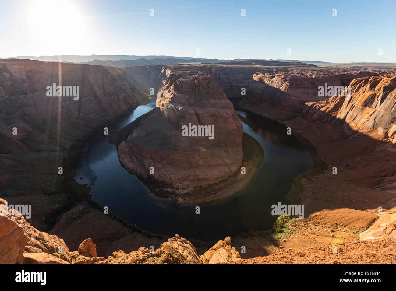 Horseshoe Bend coucher de soleil sur la rivière Colorado près de Page, Arizona. Banque D'Images