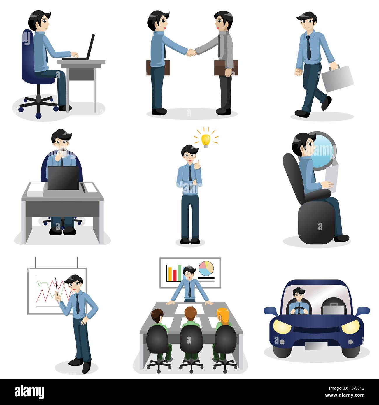 Un vecteur illustration de petites entreprises d'icônes dans situation différente Illustration de Vecteur