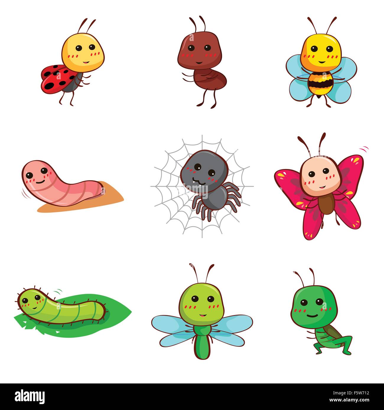 Un vecteur illustration de Cute cartoon les insectes et l'icône de bogues Illustration de Vecteur