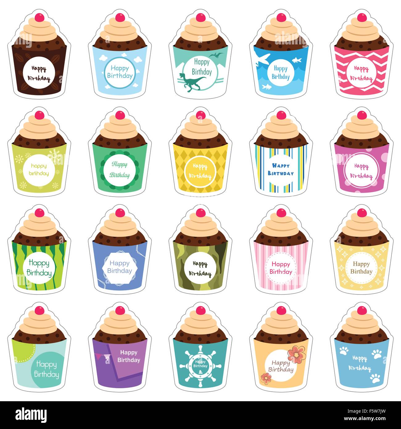 Un vecteur illustration de cupcakes d'anniversaire dessins icône Illustration de Vecteur