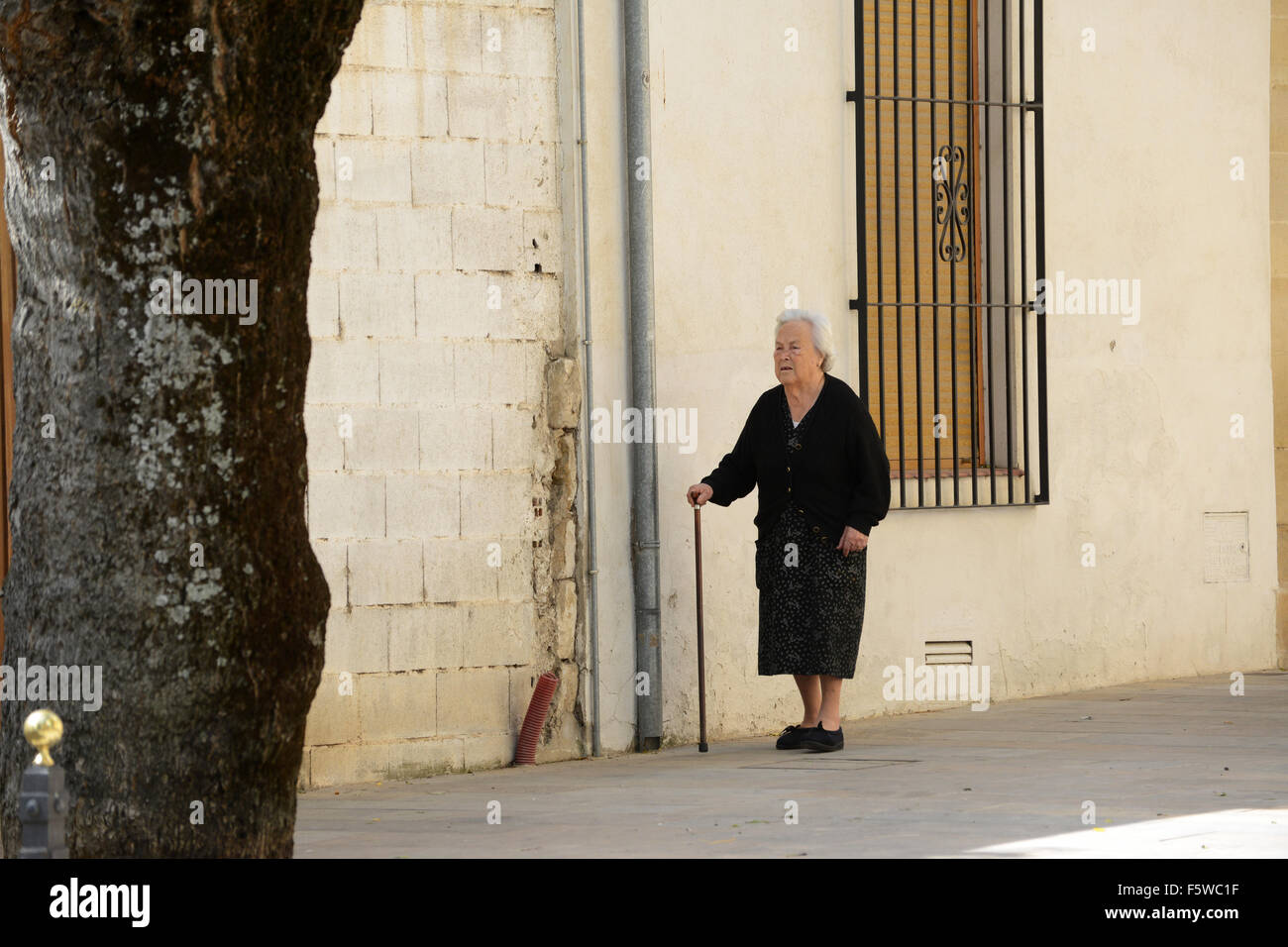 Vieille Femme dame prenant l'exercice quotidien de marcher dans Ubeda Espagne Banque D'Images