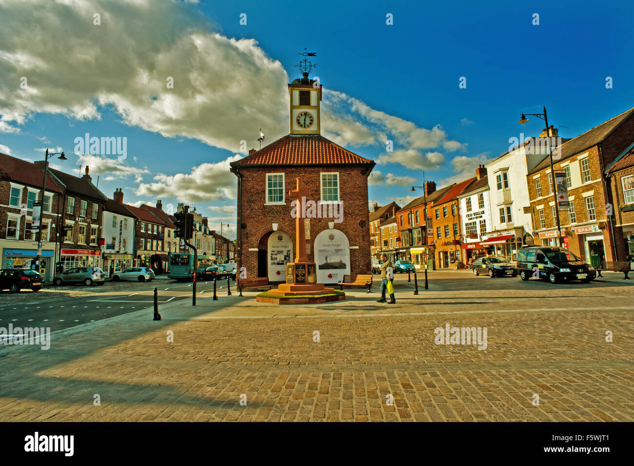 Yarm Mairie et High Street Banque D'Images