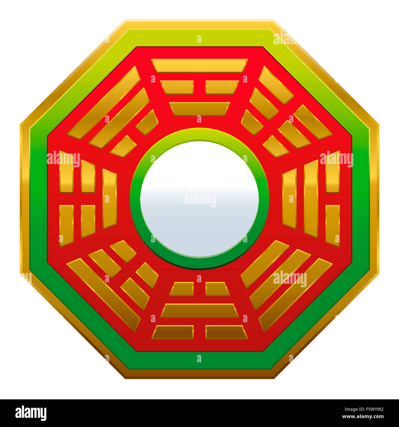 Miroir Bagua Feng Shui - remède puissant pour protéger contre l'énergie négative et créer la bonne fortune et l'harmonie. Banque D'Images