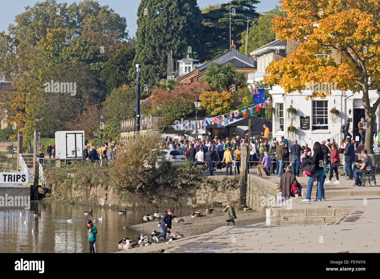 Richmond upon Thames une scène de rivière en automne Sunshine Banque D'Images