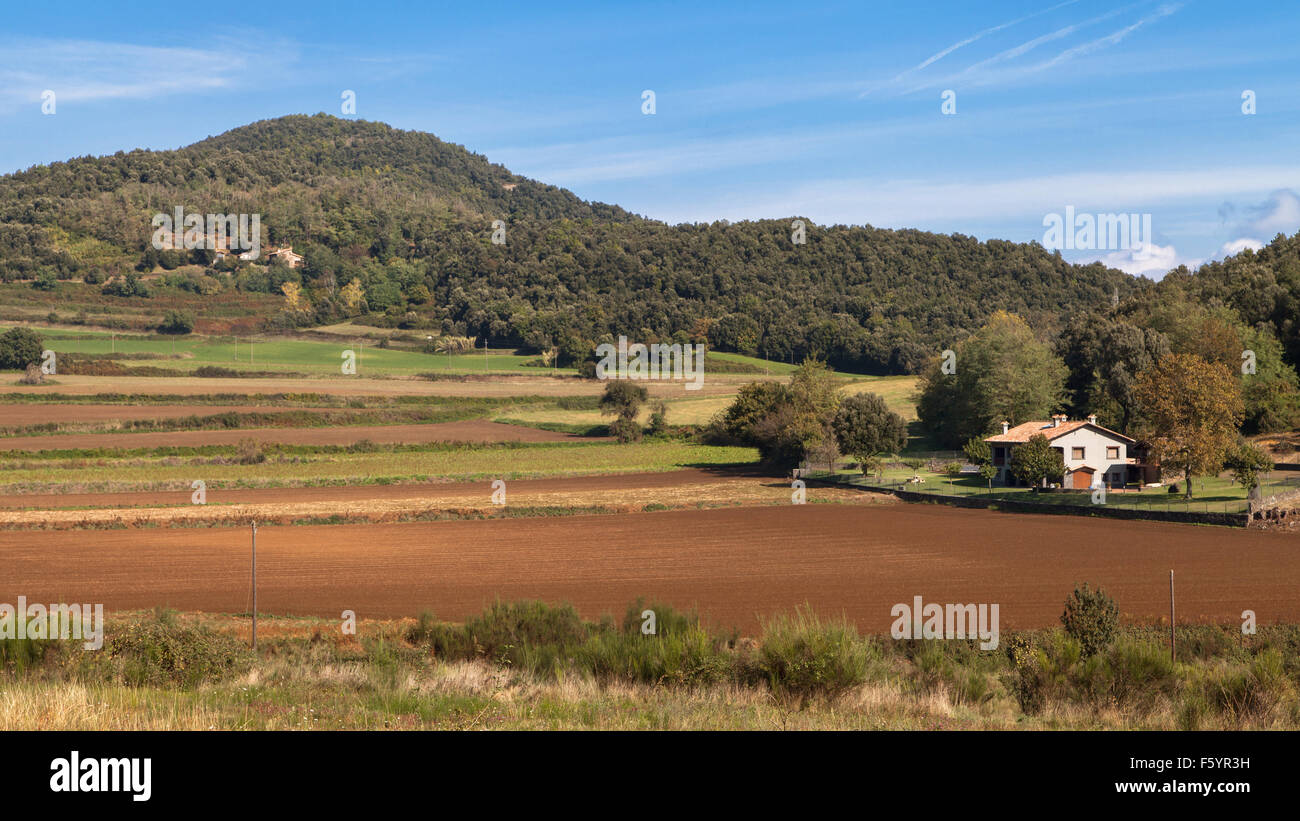 Paysage près de Santa Pau dans la Garrotxa, Gérone, Catalogne. Banque D'Images