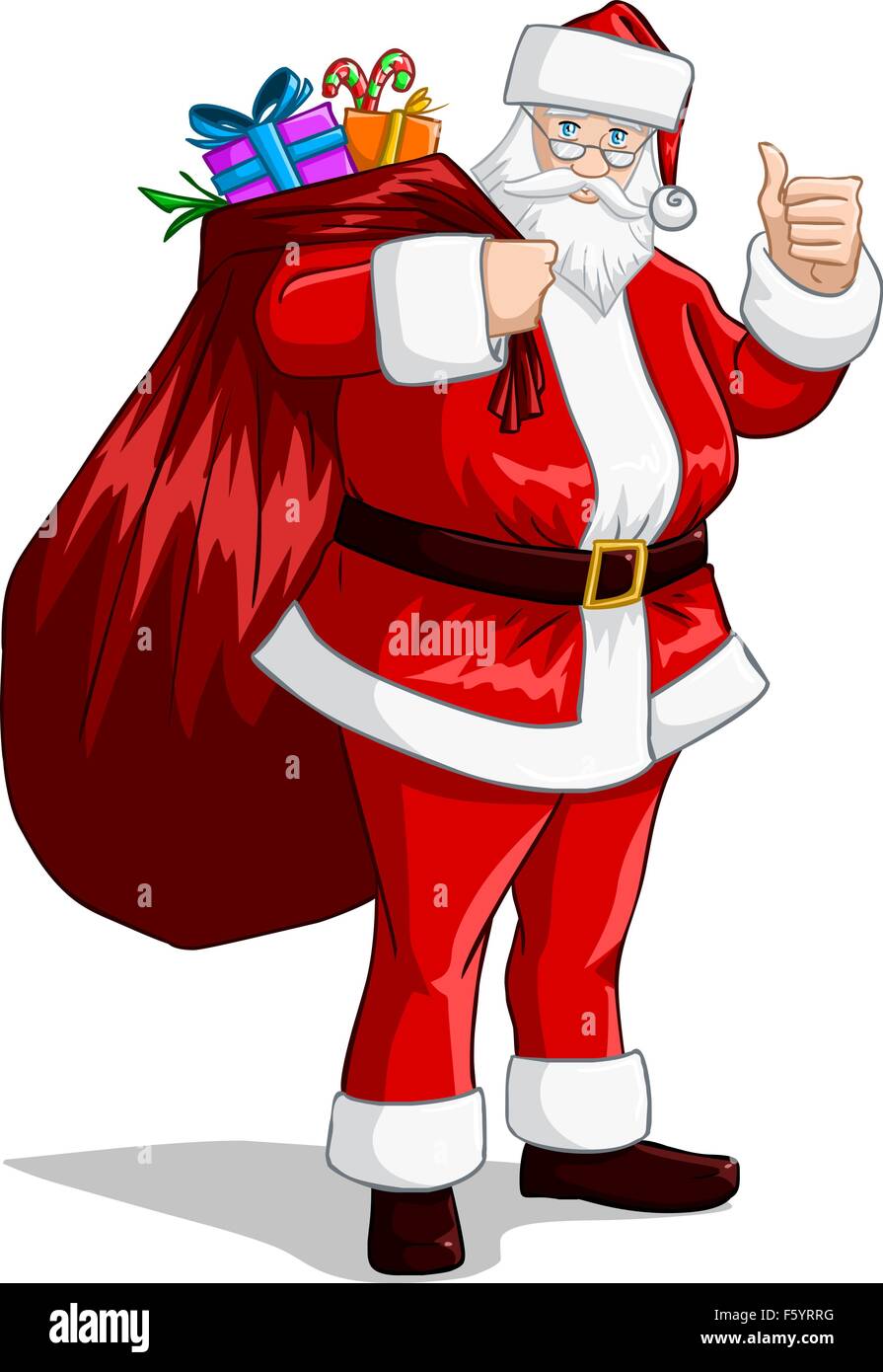 Un vecteur illustration du Père Noël tenant un grand sac plein de cadeaux pour  Noël Image Vectorielle Stock - Alamy