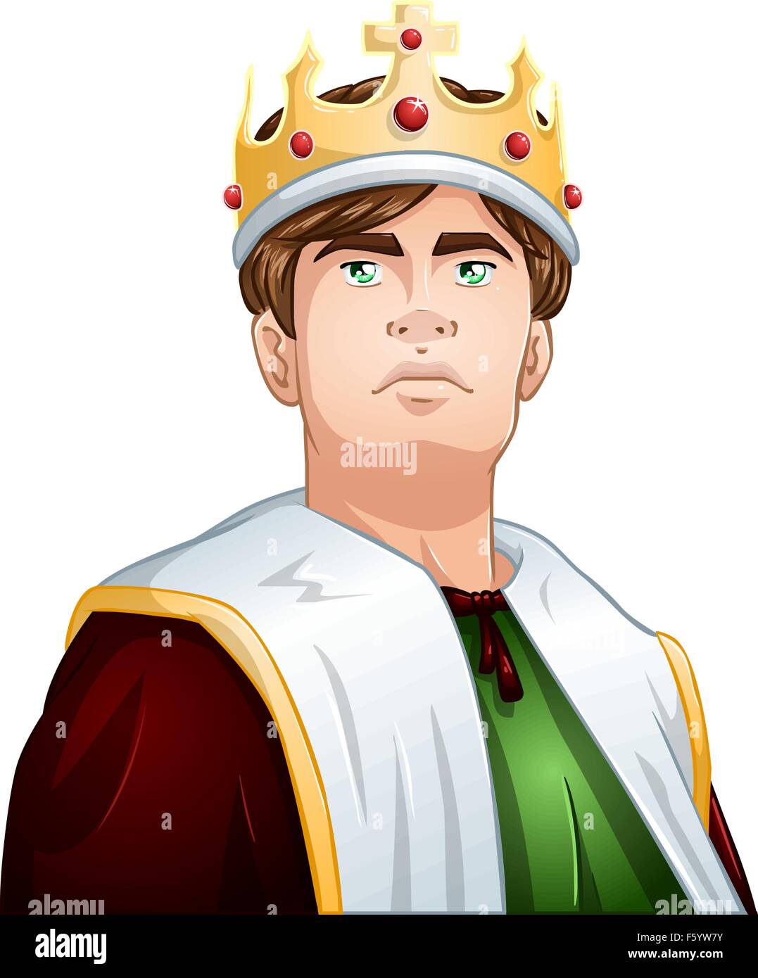 Un vecteur illustration d'un jeune roi portant une couronne et le cap. Illustration de Vecteur