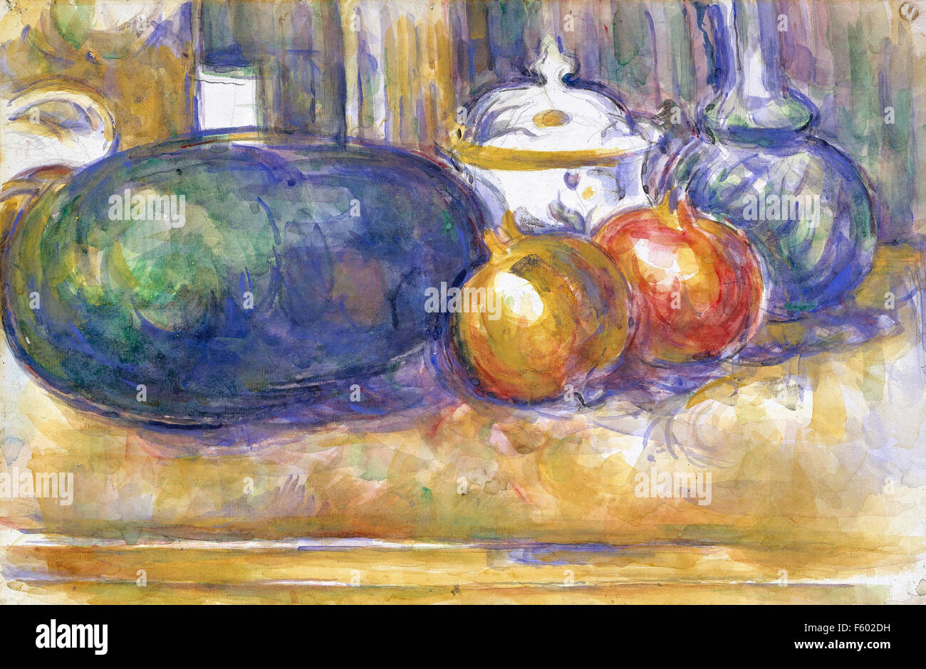 Paul Cézanne - Nature morte avec une pastèque et grenades Banque D'Images