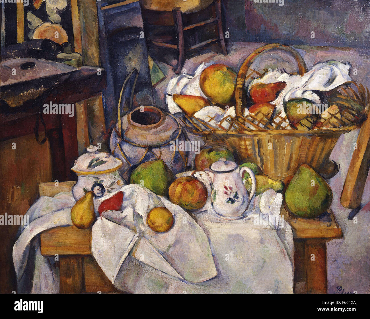 Paul Cézanne - Nature morte avec panier - 1888 Banque D'Images