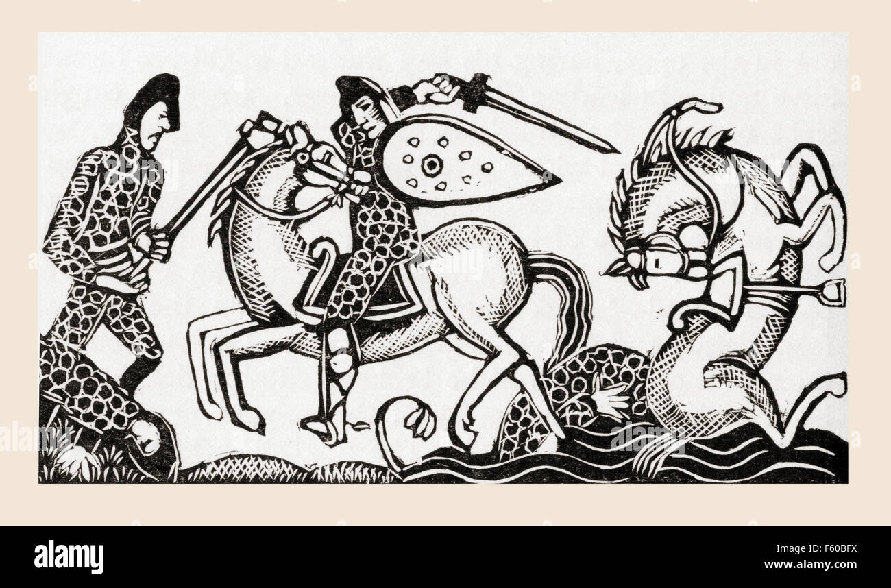 Guillaume le Conquérant à la bataille de Hastings, 1066. Banque D'Images