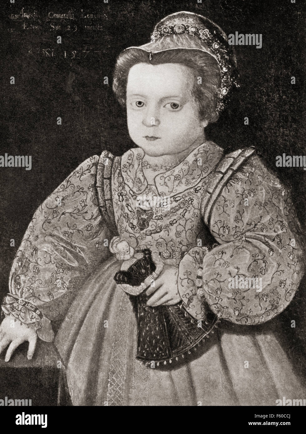 Lady Arbella Stuart, 1575 - 1615. La noblesse anglaise qui était depuis un certain temps considéré comme un successeur possible à la reine Elizabeth I d'Angleterre. Vue ici comme un enfant. Banque D'Images