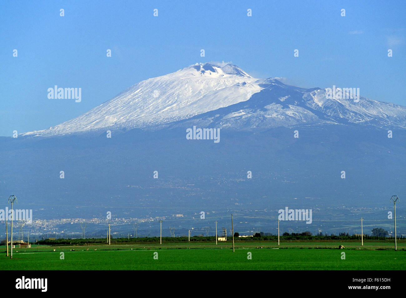 Italie, Sicile, plaine de Catane et Etna Banque D'Images