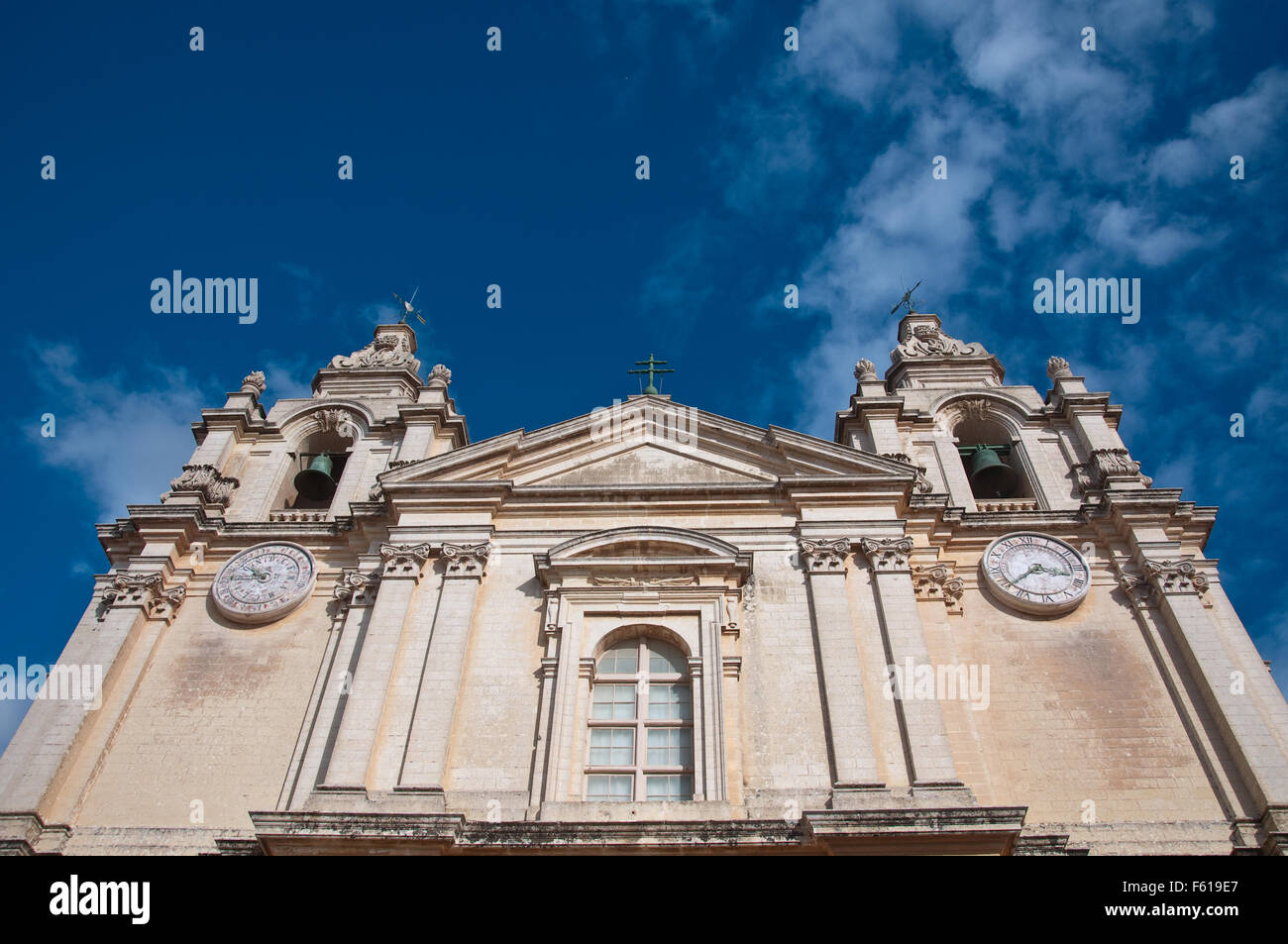 Détail de la cathédrale de Mdina, Malte Banque D'Images