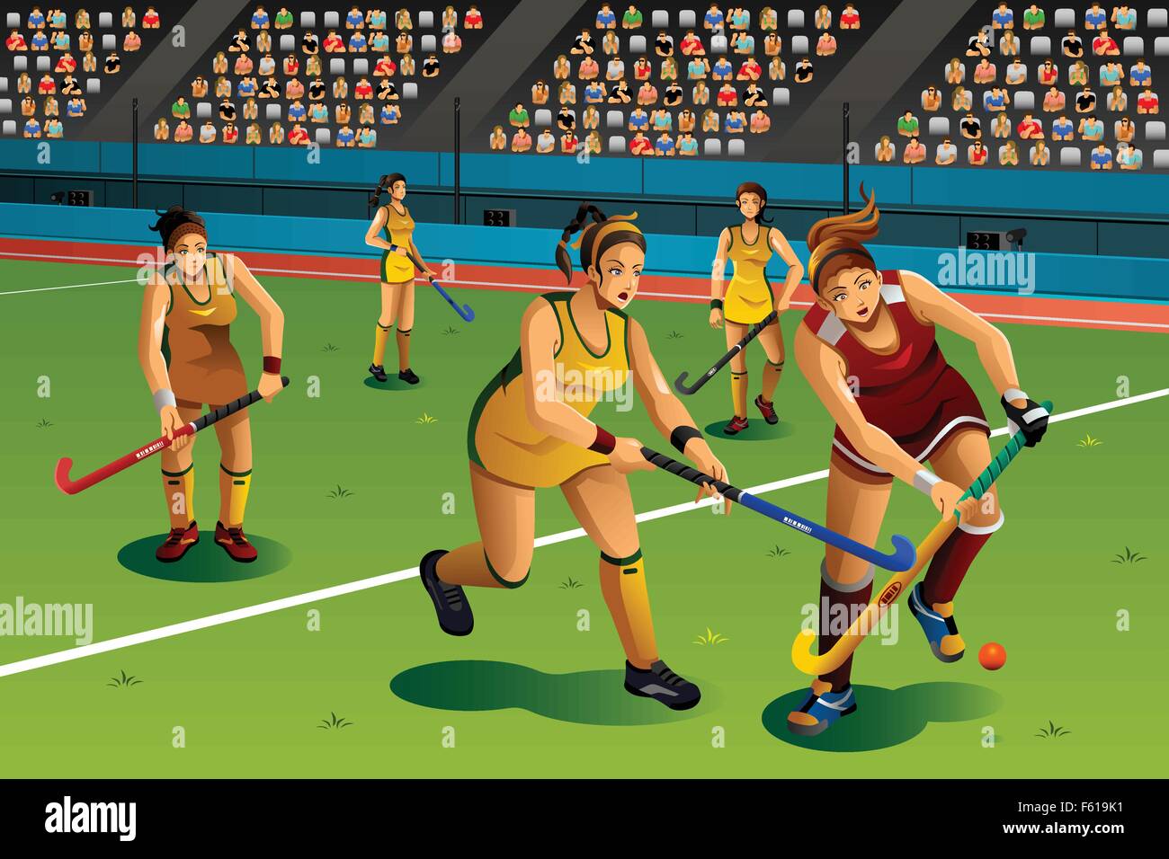 Un vecteur illustration de personnes jouant le hockey dans la concurrence pour la concurrence sport series Illustration de Vecteur