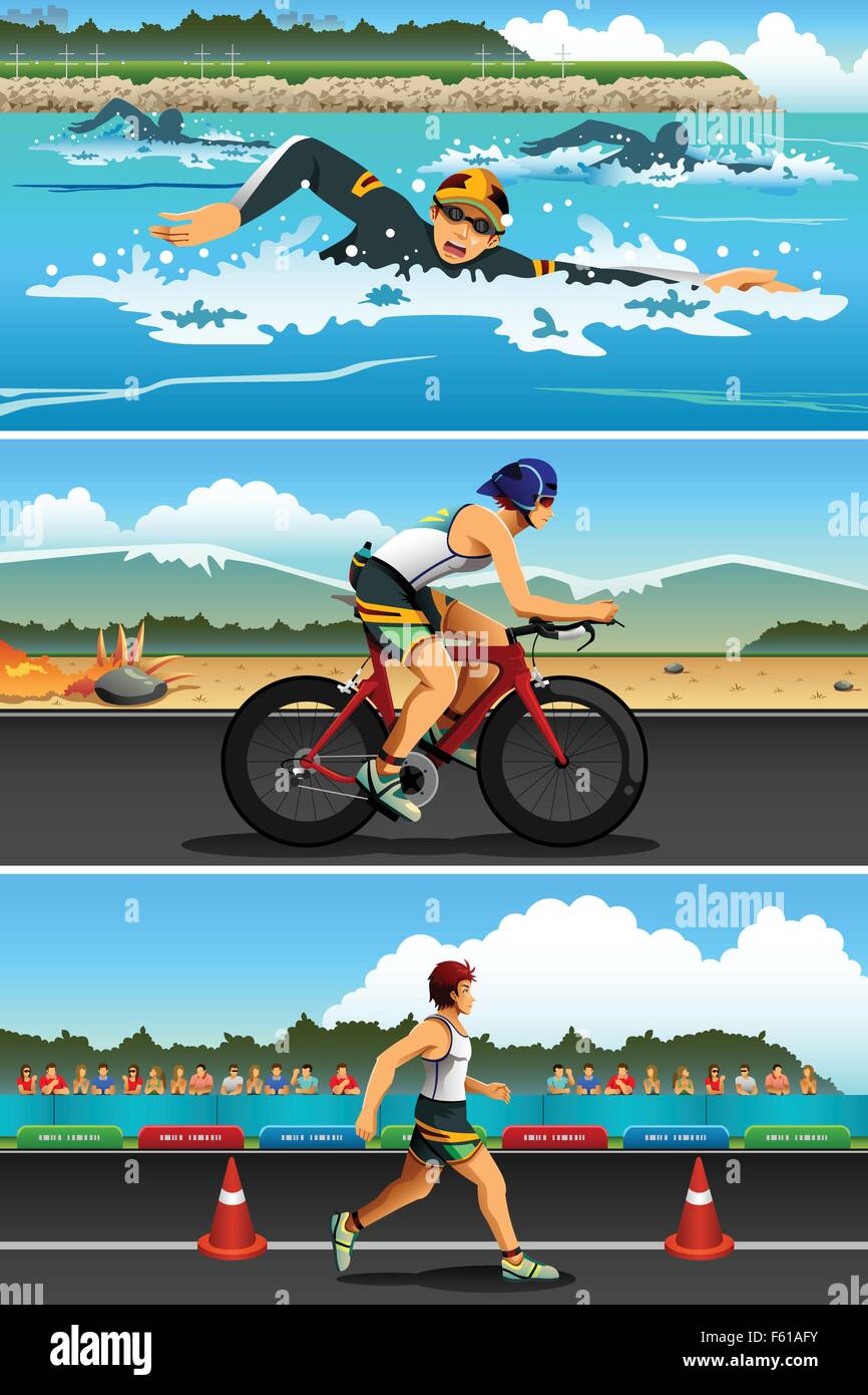 Un vecteur illustration de la concurrence pour le sport sport triathlon series Illustration de Vecteur