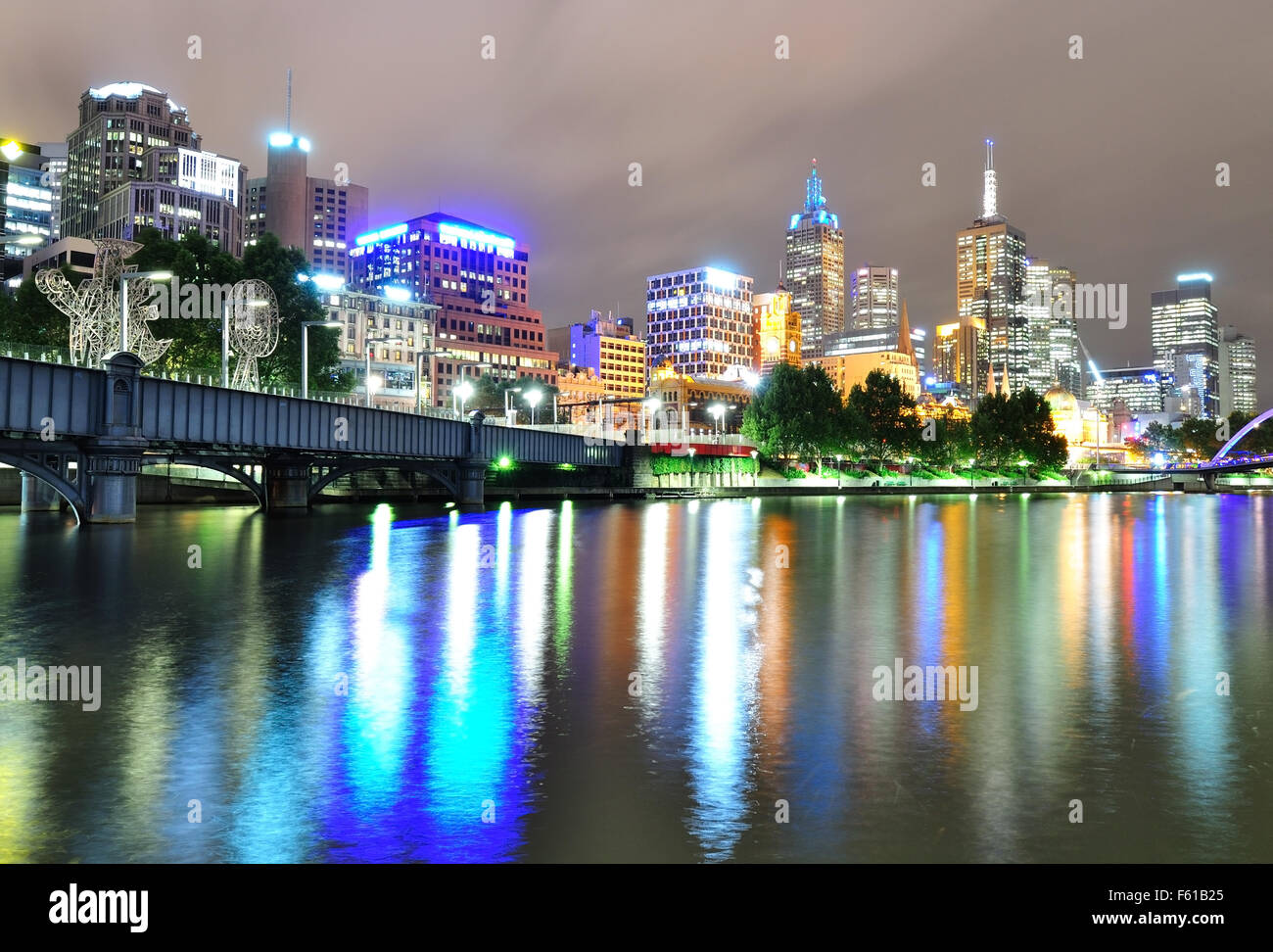 Scène de nuit paysage urbain de Melbourne, Melbourne, Australie Banque D'Images