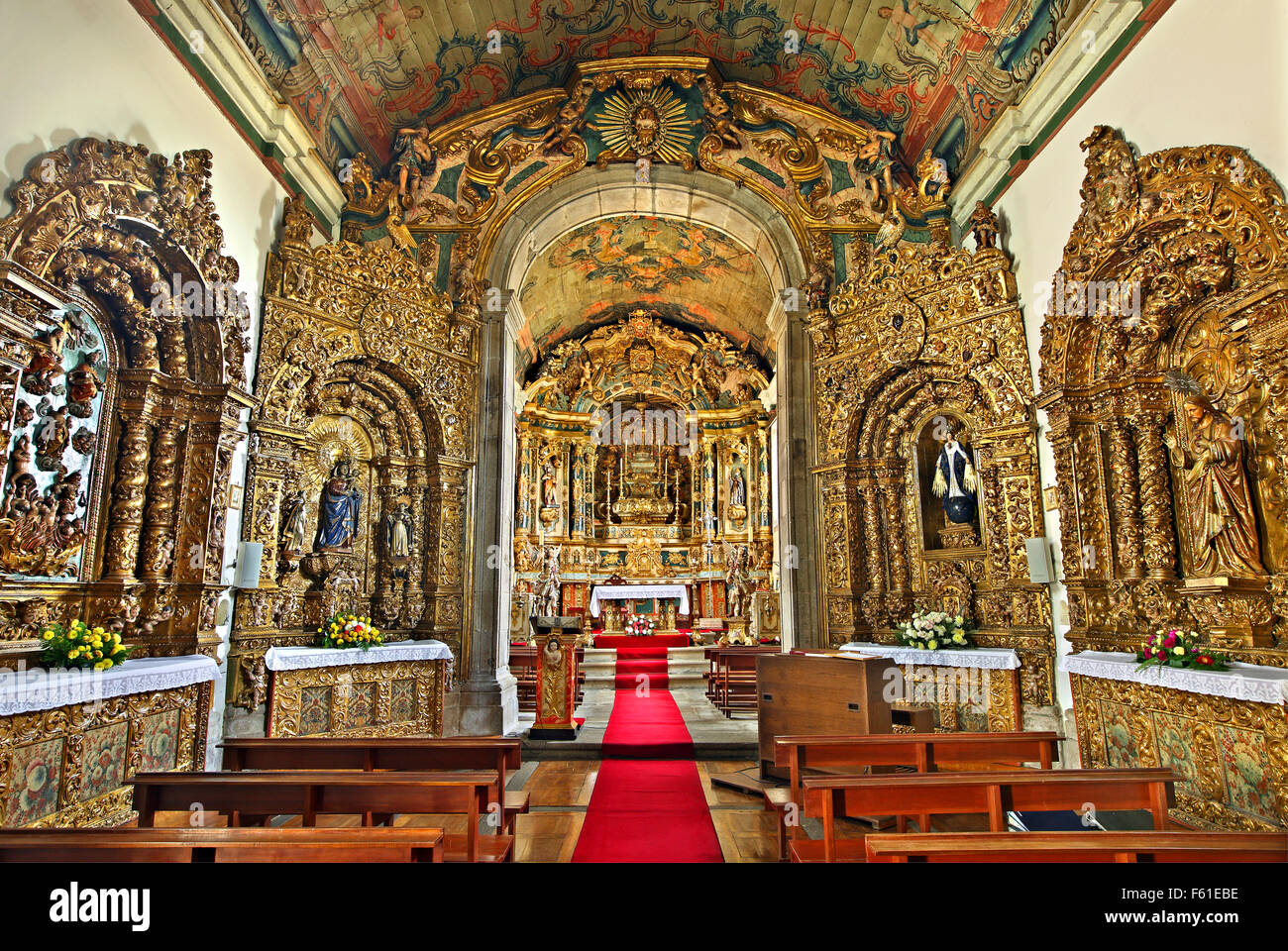 À l'intérieur de l'église paroissiale de Provesende village, dans la région viticole du Haut-Douro (site du patrimoine mondial de l'UNESCO), Porto e Norte, Portugal Banque D'Images