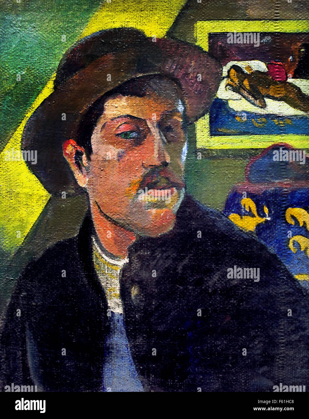 Self Portrait avec un chapeau (1893 - 1894) Paul Gauguin 1848 - 1903 France Banque D'Images