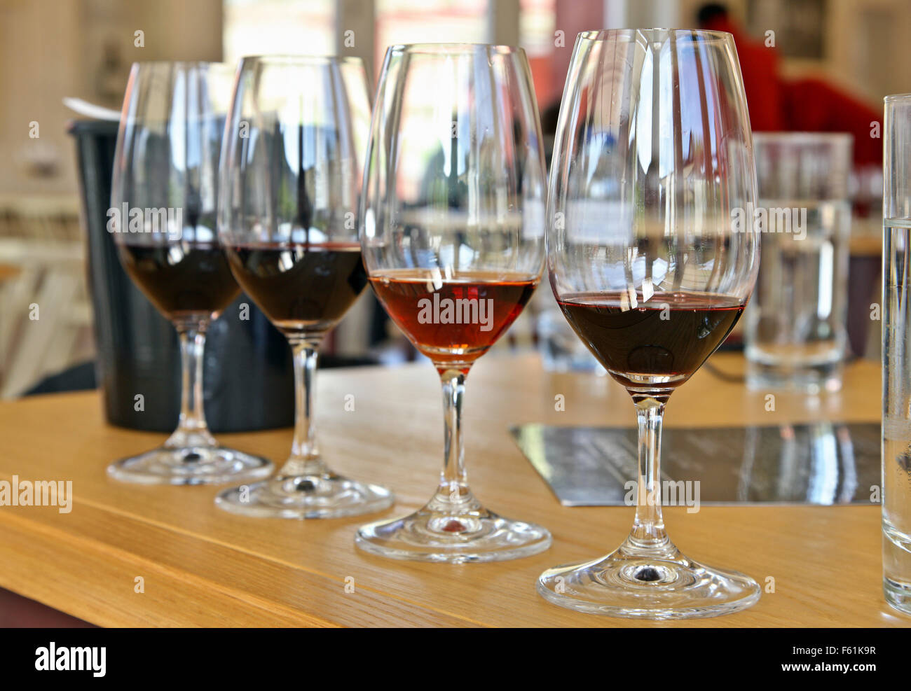 Dégustation de vins de porto au Quinta do bonfim, l'un des meilleurs vignobles de la ville de Pinhao, vallée du Douro, Porto e Norte, Portugal. Banque D'Images
